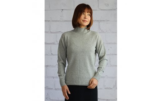 希少ベビーカシミヤ100％ 女性ハイネック セーター L ライトグレー 1枚 20401L GY [0902]