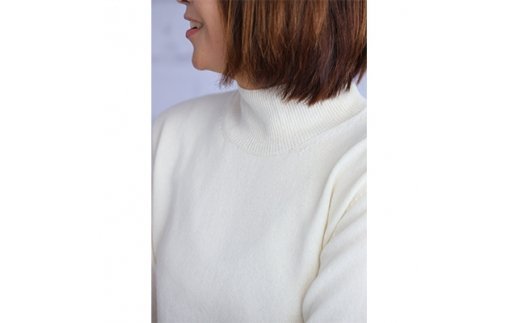 希少ベビーカシミヤ100％ 女性ハイネック セーター L ホワイト 1枚 20401L WH [0904]