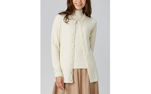 希少ベビーカシミヤ100％ 女性 ロングカーディガン L ホワイト 1枚 20403L WH [0912]