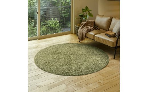 日本製 円形 カーペット グリーン 1枚 直径160cm 240611916 型 [1143]