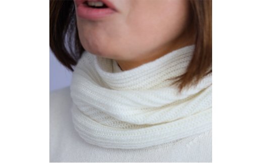 希少ベビーカシミヤ100%洗えるネックウォーマー日本製 Gタイプ ホワイト 1枚 202GWH [1160]