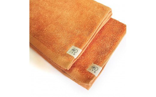 アメリカ産 超長綿 フェイスタオル 2枚組 オレンジ色 [1321]