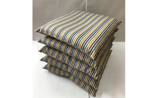 銘仙版 洗える座布団 縞柄カバー式 5枚セット [2339]