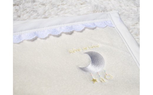 ベビー綿毛布 綿100% レース付刺繍入り アイボリー｜贈答品 ギフト 誕生日プレゼント 贈り物 クリスマス ベビー キッズ N mkm100 [2453]