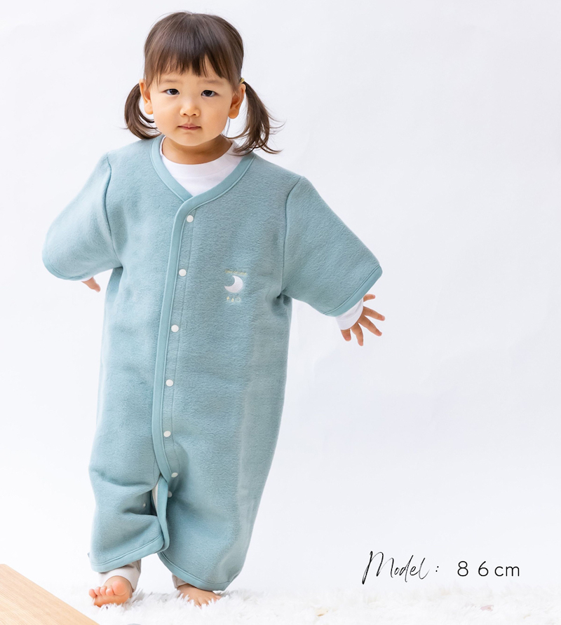 綿毛布 半袖 スリーパー (Lサイズ) 2way仕様で暖か、アッシュグリーン 毛布の町 (泉大津産)｜毛布 綿 100% コットン cotton あったか 子供 ベビー 青 水色 ブルー 贈答品 ギフト 誕生日プレゼント 贈り物 クリスマス 大阪 泉大津 sleeper-hs [2456]