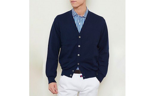 日本製 カシミヤ100% カーディガン ネイビー Mサイズ [2527]