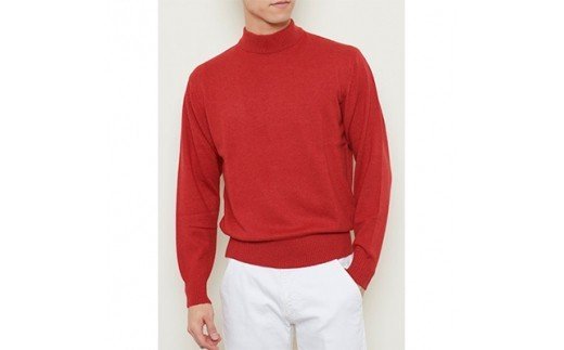 日本製 カシミヤ100% ハイネック 赤 Mサイズ [2535]