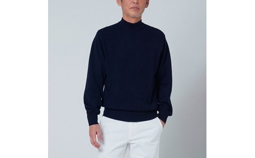 日本製 カシミヤ100% ハイネック ネイビー Sサイズ [2597]