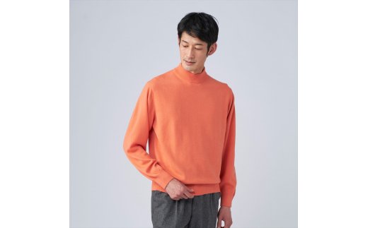 日本製 カシミヤ100% ハイネック オレンジ Mサイズ [2662]