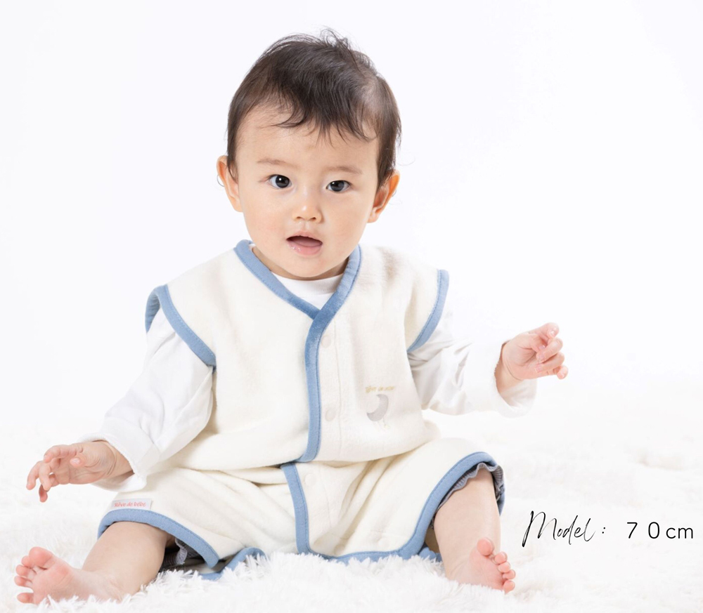 綿毛布スリーパー 2way仕様で暖か(Sサイズ) アイボリー×青 毛布の町(泉大津産) sleeper-s [3016]