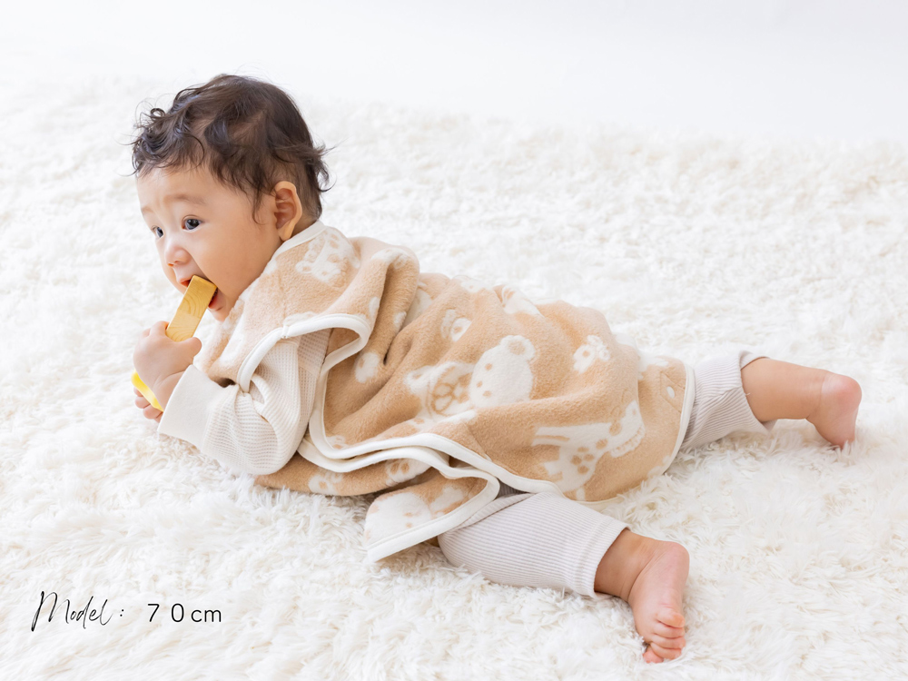 綿毛布スリーパー(丸型) 動物柄・オーガニック綿使用 毛布の町泉大津市産 [3018]