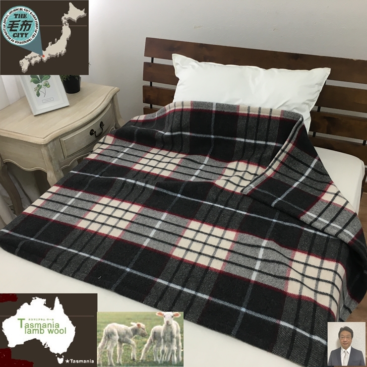 [睡眠環境・寝具指導士 推奨] タスマニアラムウール混毛布 90×140cm ベージュ SH-34911LBE [3703]
