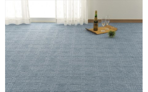 日本製 カーペット 長方形 10帖 約352×440cm ブルー 1枚 600017190型 [3843]