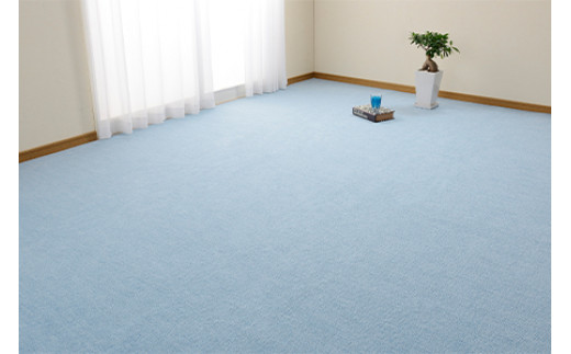 日本製 カーペット 正方形 8帖 約352×352cm ブルー 1枚 600016280型 [3845]