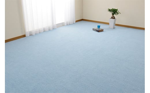 日本製 カーペット 長方形 10帖 約352×440cm ブルー 1枚 600016290型 [3846]