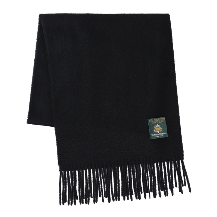 カシミヤ100% ウェーブマフラー ブラック｜高級素材 軽量 なめらかな肌触り 寒さ対策 確かな技術 日本製 プレゼント ギフト 誕生日 お見舞い お歳暮 父の日 母の日 [4030]