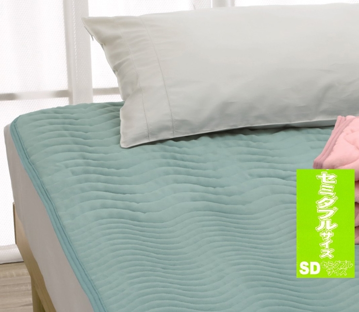 ROMANCE 蓄熱わた入り パイル綿100% 敷きパッド セミダブル グリーン 31359373｜寒さ対策 シンプル 敷パッド 綿100% 蓄熱保温 洗濯可能 [4124]