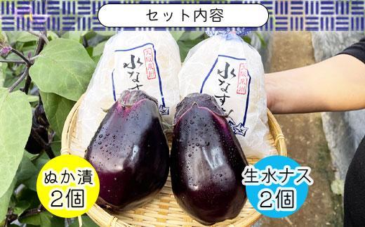 ＜先行予約＞北野農園　泉州水なすぬか漬２個＋生水なす２個