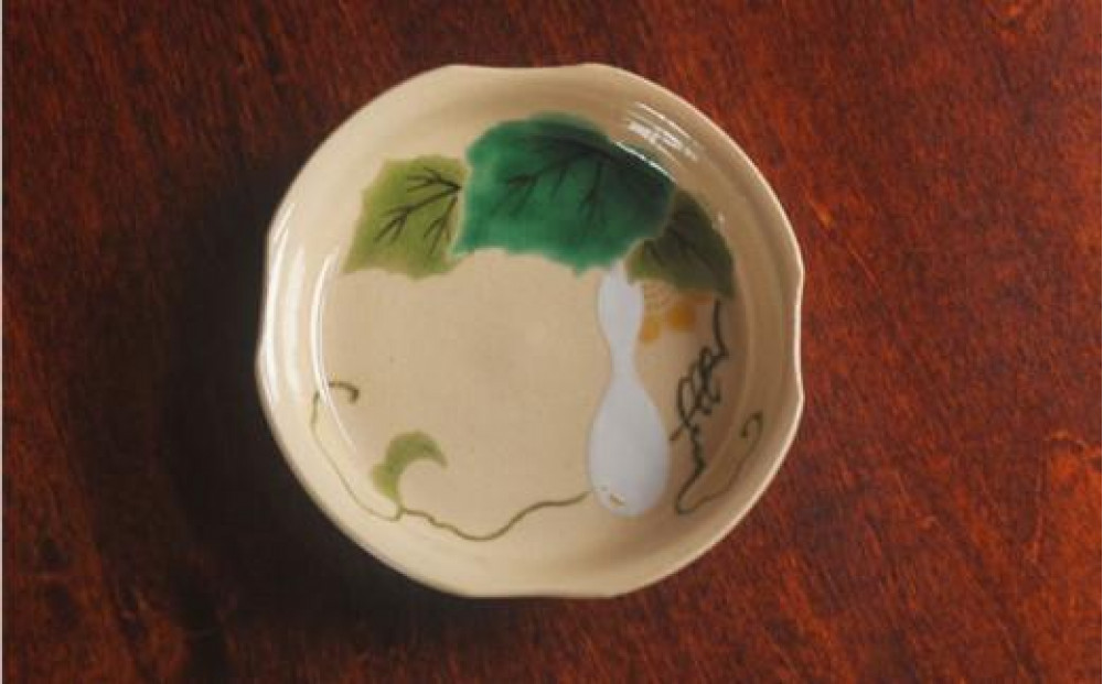 色絵瓢箪紋四方小皿５枚【水間焼伏原窯】