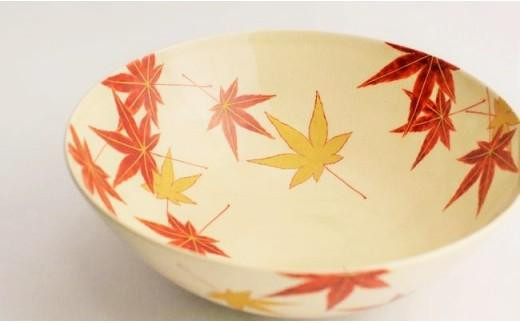 金彩 もみじ紋大鉢【水間焼伏原窯】