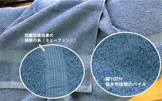 【大阪泉州タオル】Twinkle 銀の抗菌バスタオル２枚（トワイライトブルー）