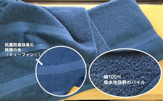 【大阪泉州タオル】Twinkle 銀の抗菌バスタオル２枚（ミッドナイトブルー）