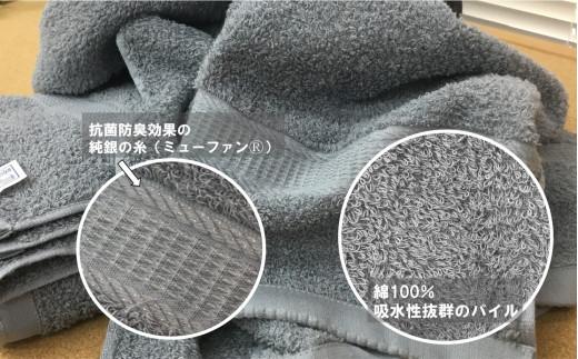 【大阪泉州タオル】Twinkle 銀の抗菌バスタオル２枚（クラウディアッシュ）