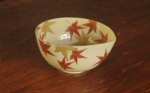 金彩もみじ紋沓形鉢【水間焼伏原窯】
