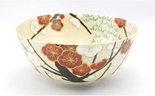 金彩 紅白梅紋大鉢【水間焼伏原窯】