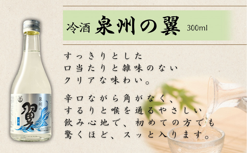 【泉州の翼】1.8L×1本＆300ml×2本 貝塚市の地酒飲み比べセット