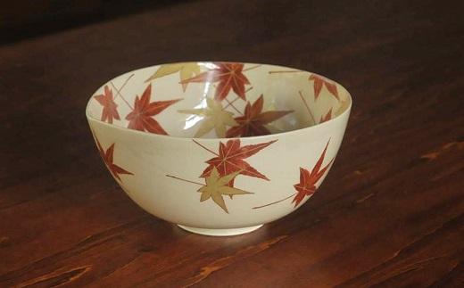 金彩もみじ紋沓形鉢【水間焼伏原窯】
