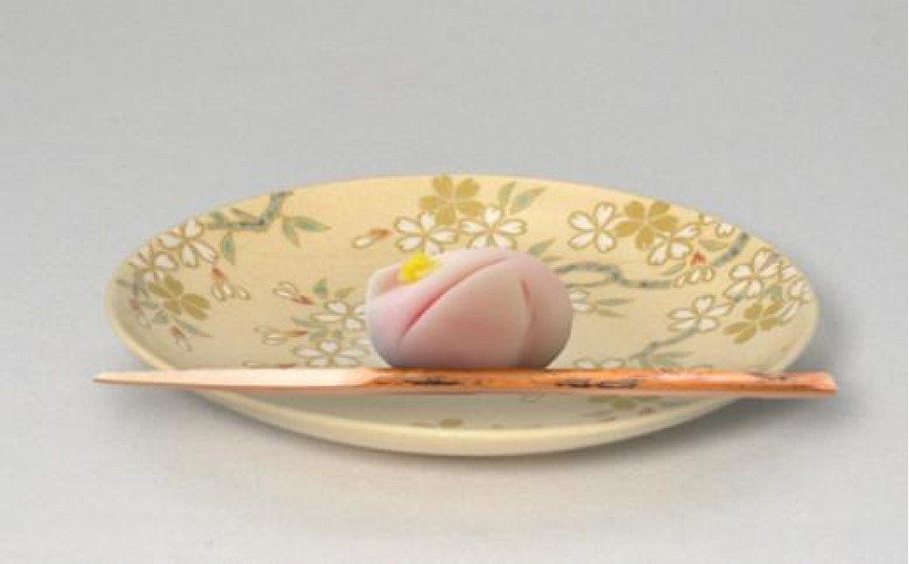 色絵白もり桜紋４寸皿 2枚【水間焼伏原窯】