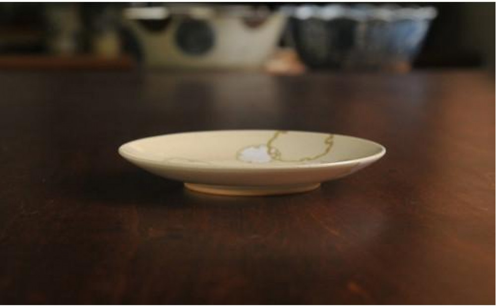 色絵雪輪紋４寸皿 2枚【水間焼伏原窯】