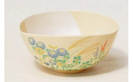 色絵 秋草紋沓形深鉢【水間焼伏原窯】