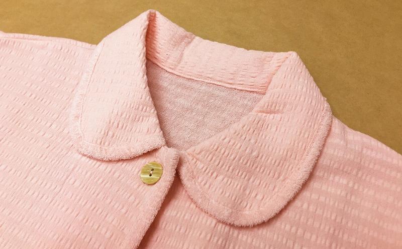 タオル地パジャマ 前開き（レディース・長袖）ピンクＭサイズ