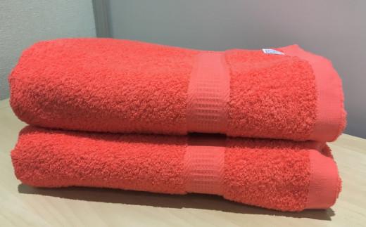 【大阪泉州タオル】Twinkle 銀の抗菌バスタオル２枚（サンセットレッド）