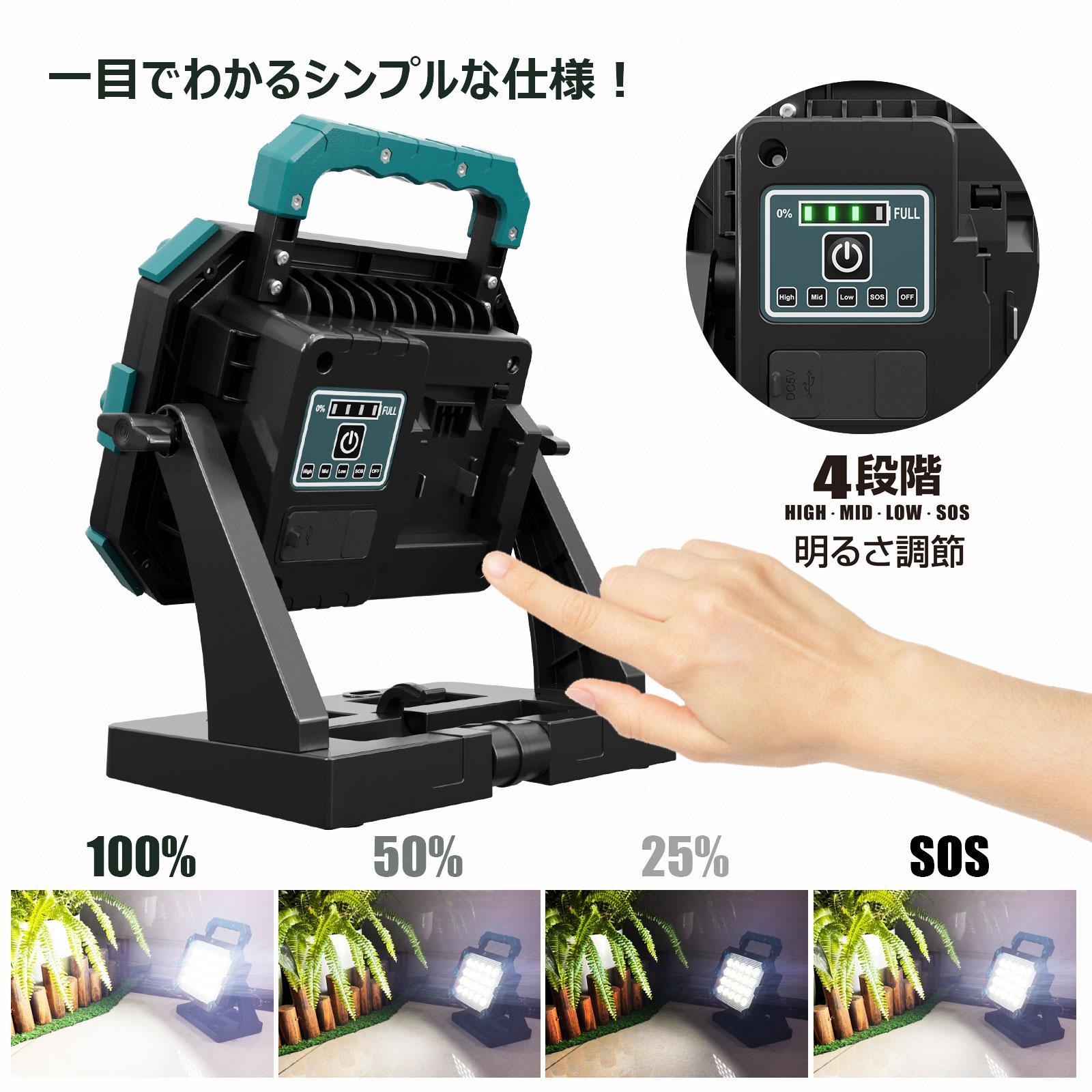 マッチングファイターV18 PLUS 100W バッテリー着脱式 作業灯 マキタバッテリーが使える ポータブルライト コードレスライト 充電式 バッテリー式 作業灯 防災 YC-M90D