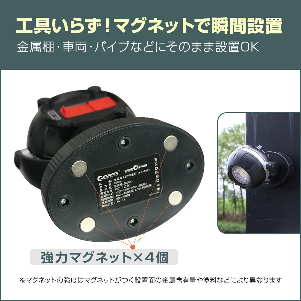 LED充電式作業灯 地球儀型 スタンド型 10W コンパクト マグネット付 YC-19P