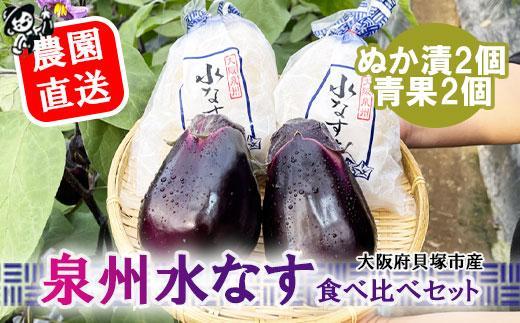 ＜先行予約＞北野農園　泉州水なすぬか漬２個＋生水なす２個