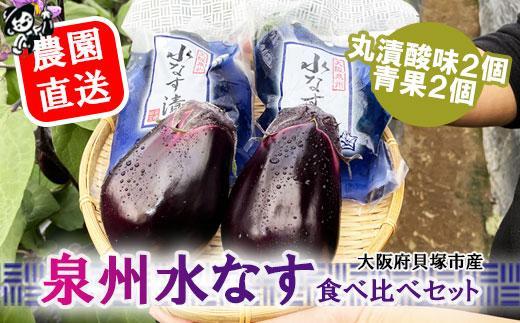 ＜先行予約＞北野農園　泉州水なす丸漬酸味２個＋生水なす２個