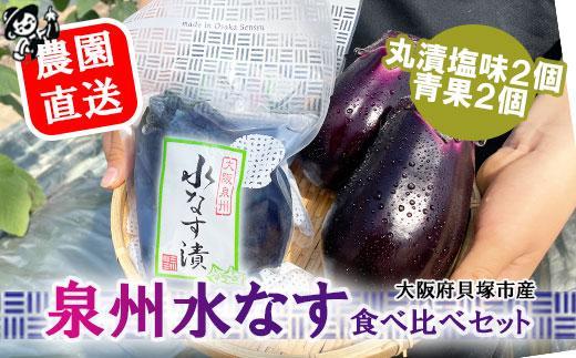 ＜先行予約＞北野農園　泉州水なす丸漬塩味２個＋生水なす２個