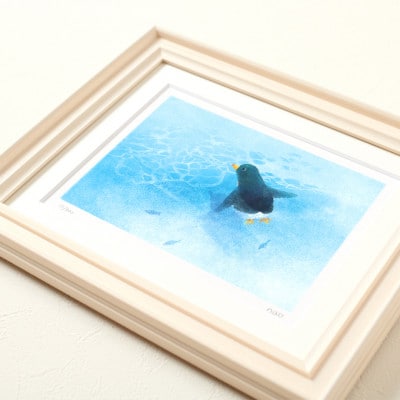 イラスト作家「菜生」アートフレーム〈浅瀬のゆったり海〉ペンギン