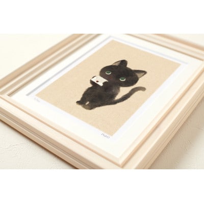 イラスト作家「菜生」アートフレーム〈お手紙書いた〉猫
