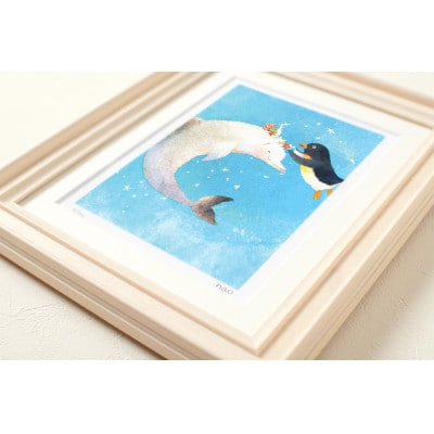 イラスト作家「菜生」アートフレーム〈海の花かんむり〉ペンギン