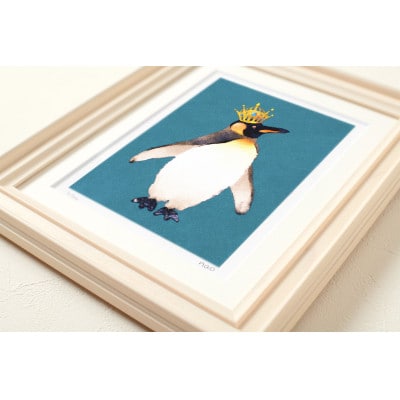 イラスト作家「菜生」アートフレーム〈王様ペンギン〉ペンギン