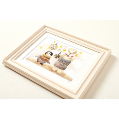 イラスト作家「菜生」アートフレーム〈きらきらクリスマス〉ぺん＆くま