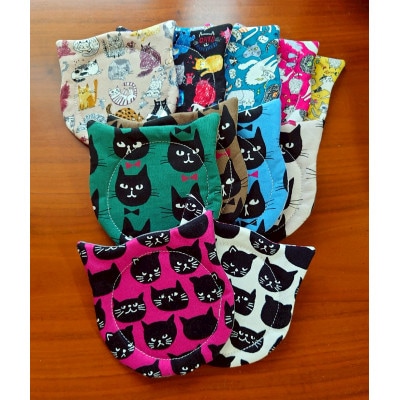 【保護猫ルームえびす】猫型コースターとキーホルダーの手作りセット(ポストカード1枚付き)