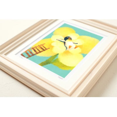 イラスト作家「菜生」アートフレーム〈ふわふわフラワー〉ペンギン