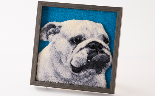 【オーダーメイド織物3Dタペストリー】ペット(犬) 4Sサイズ　額装あり