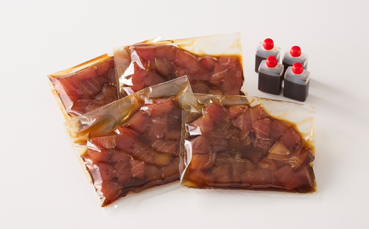 《800g》瞬間冷凍生天然キハダマグロ漬け(200g×4パック)タレ付き　小分け便利【配送不可地域：離島】